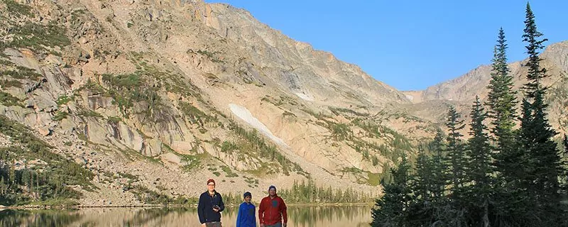 Hikers in front of thunder lake