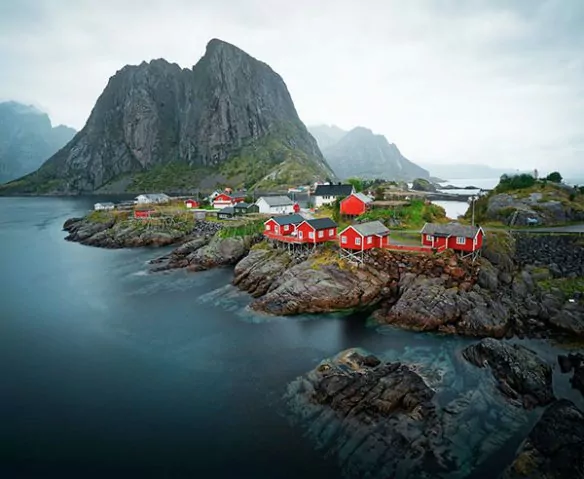 Water-side buildings in Norway