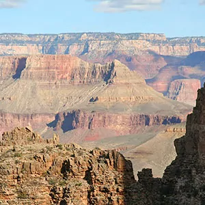 The various shades of rock that make up the Grand Canyon shine in all their glory