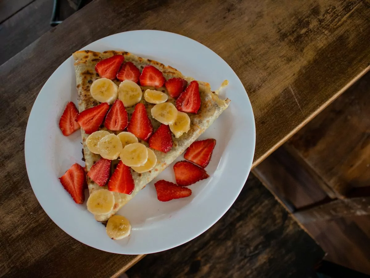 camping crepes with fruit on top