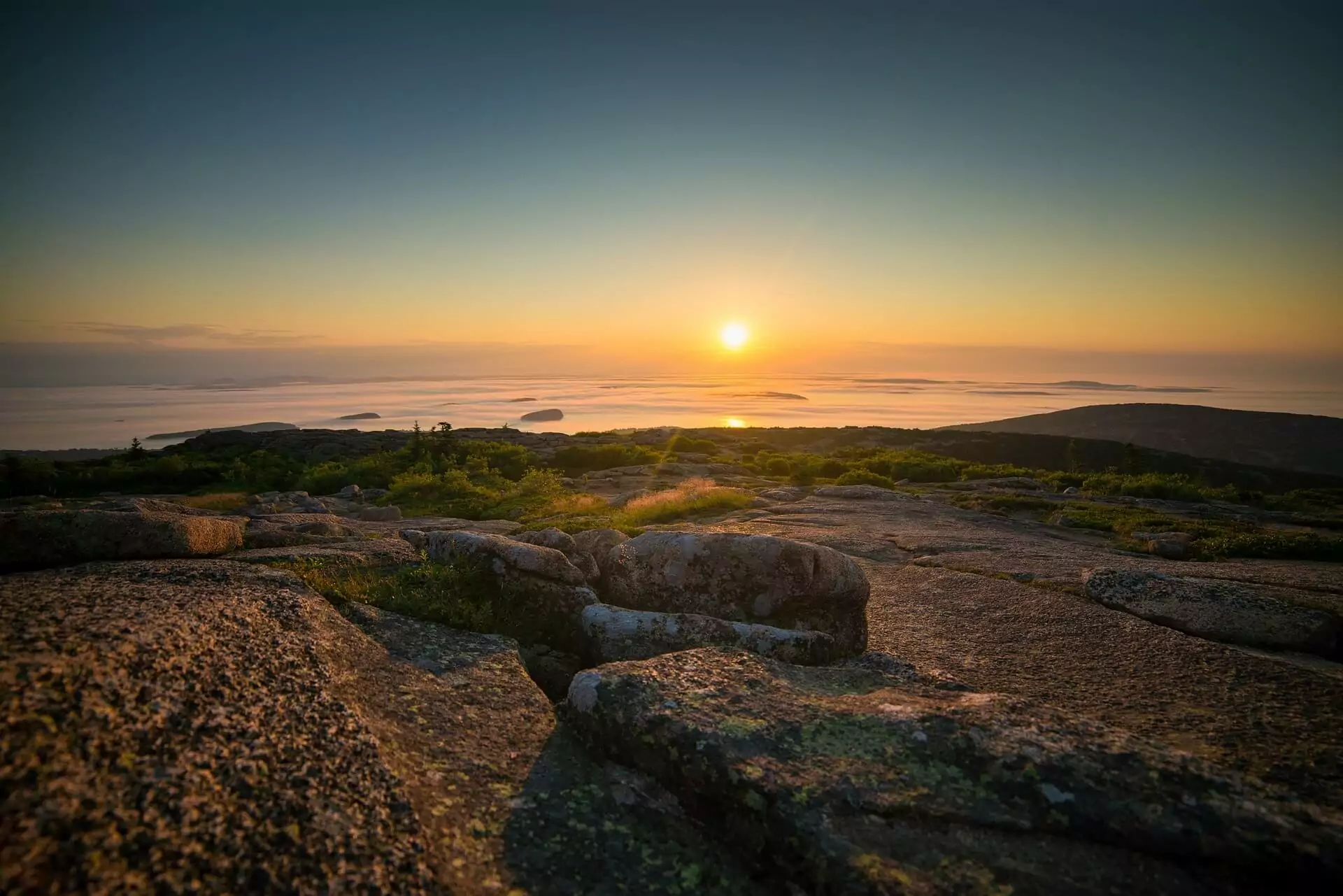 a sunset landscape in Acadia National Park Maine 