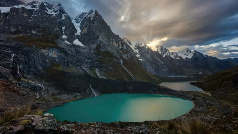 Alpine lake in the Cordillera Huayhuash, Peru