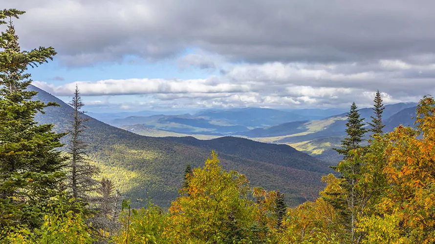 view from Mount Washington in New Hampshire in afternoon light