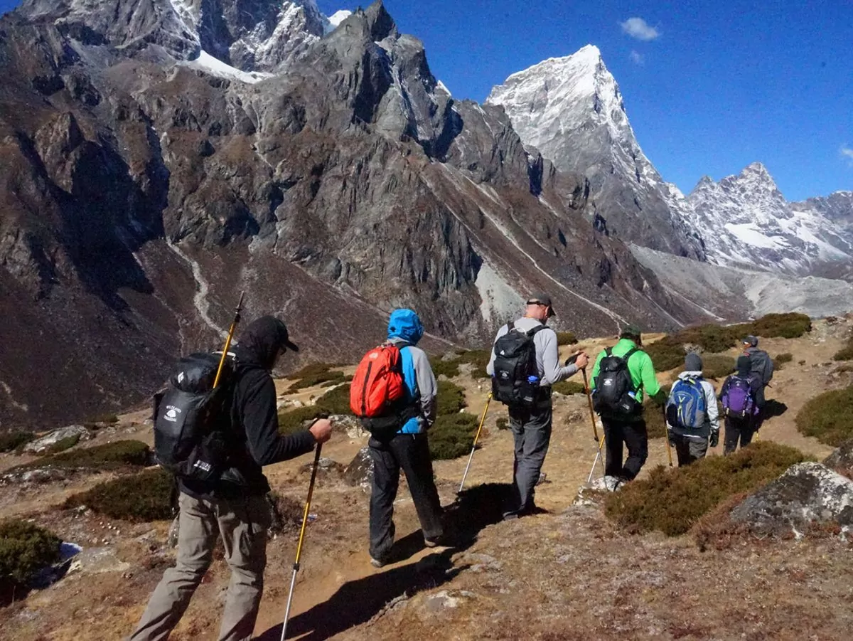 Hikers on the Everest Base Camp Trek in Nepal
