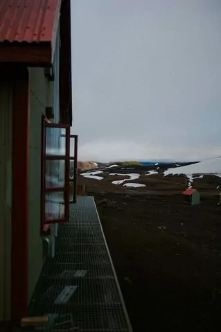 Hrafntinnusker Hut along the Laugavegur Trail in Iceland