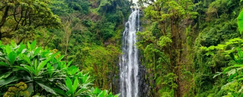 View of Materuni waterfall on the foot of the Kilimanjaro mountain in Tanzania