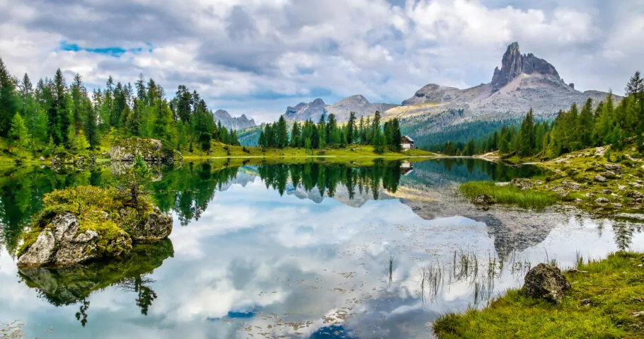 Amazing Lago Di Federa, Dolomites peak, Cortina D'Ampezzo, South Tyrol, Dolomites, Italy