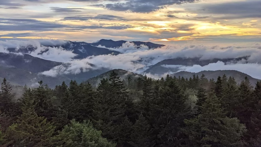 Smokies sunset from the ridgeline of mount sterling