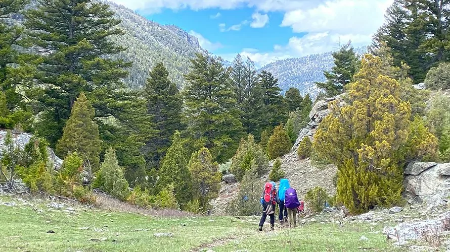 Backpackers in Yellowstone National Park