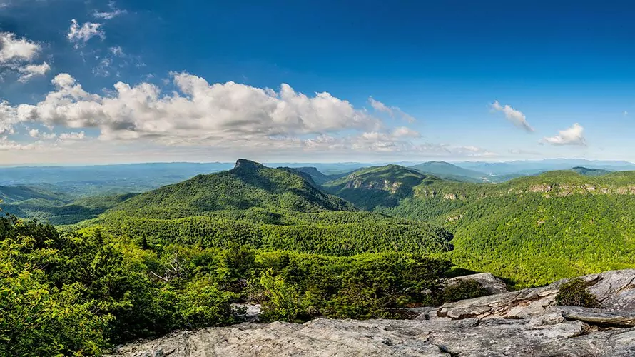 Linville Gorge Panorama on a bright summer morning