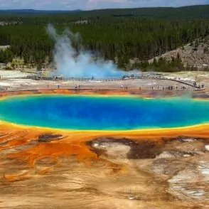 grand prismatic spring yellowstone june hike overlook guided tour