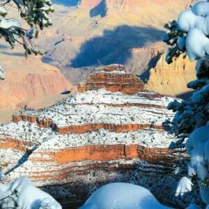 Grand Canyon in December snow red rock 