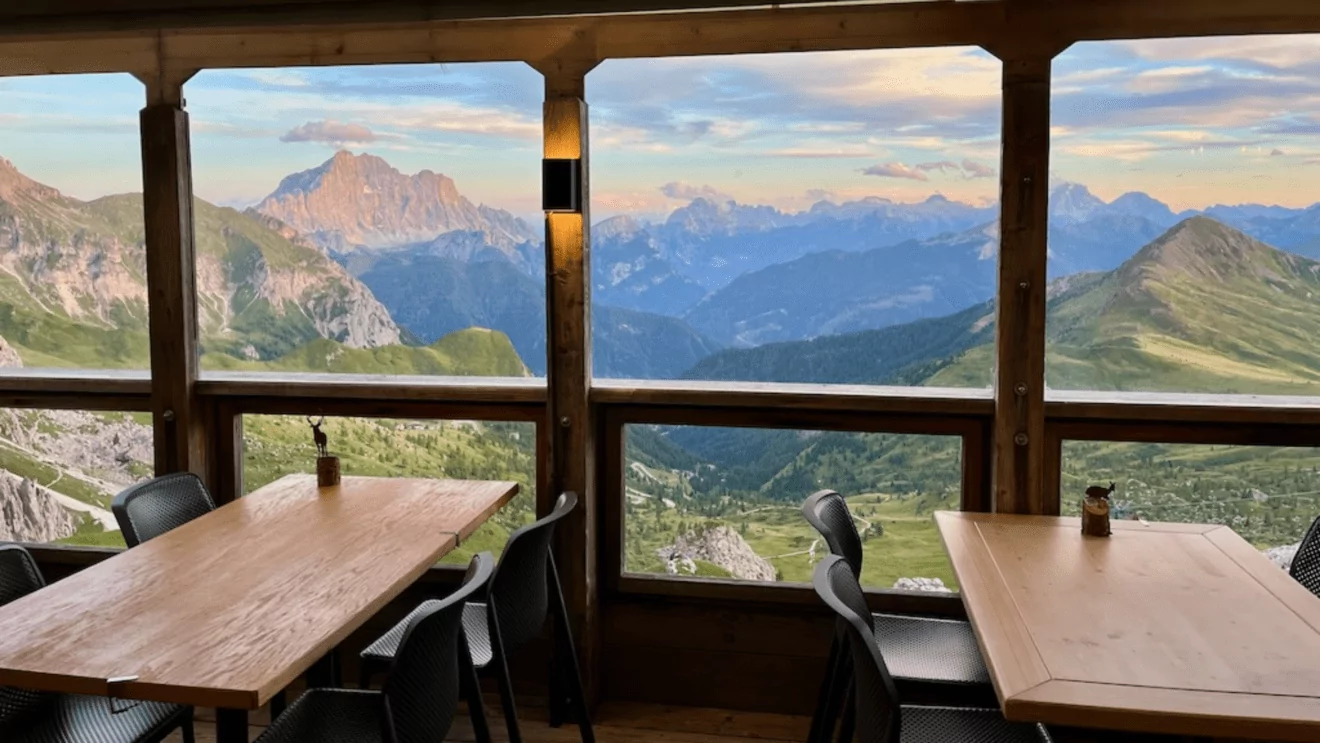 Dining room in the Rifugio Averau Italian Dolomites Hike