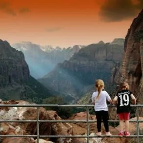 when to visit zion with kids overlook railing little girls