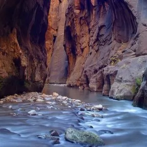 Zion in Mach backpacking Narrows river slot canyon