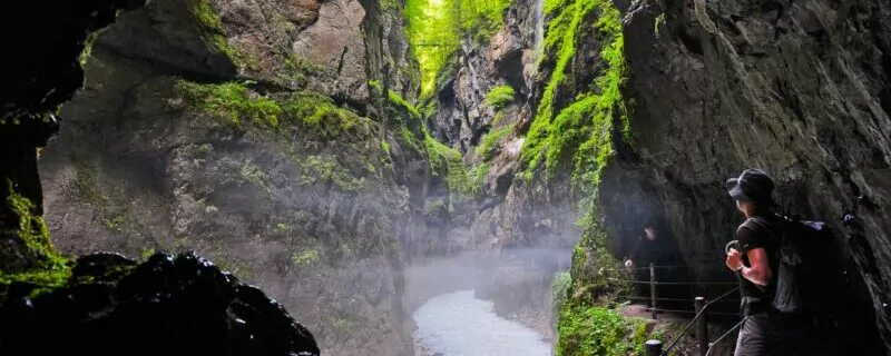 hiker in scenic gorges