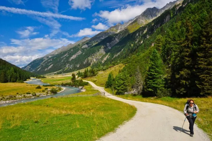 Krimmler Achental Valley view and trail