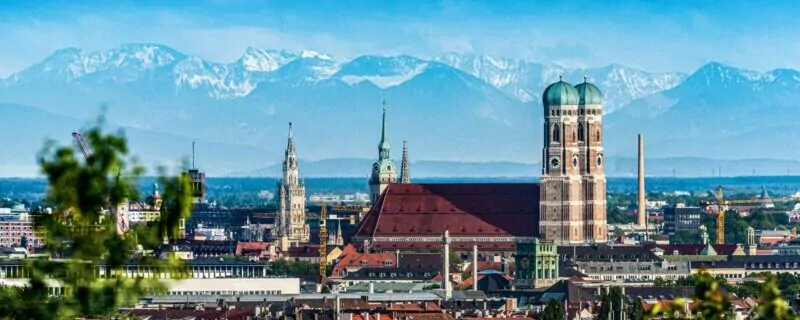 The Alps with the Bavarian city of Munich