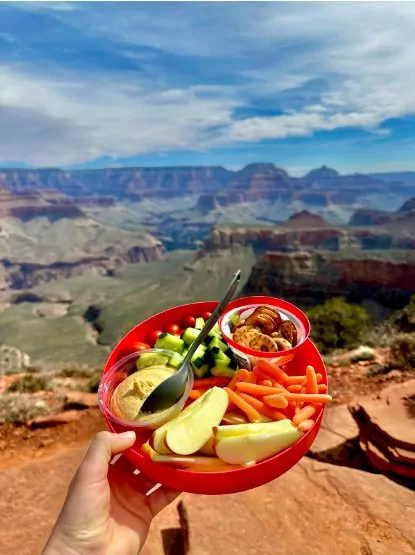 Grand canyon guide catered snack with a view