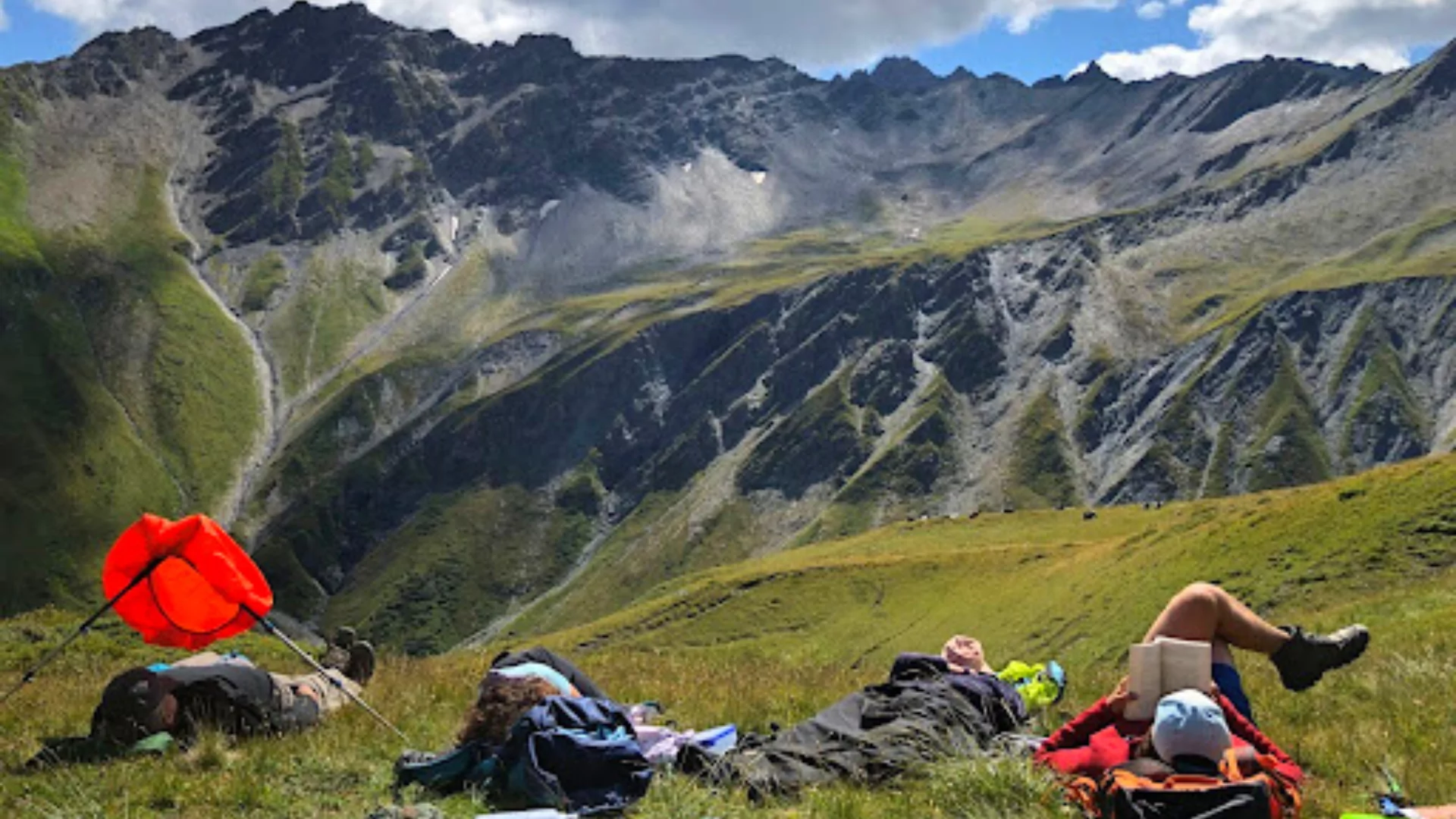Afternoon nap in the Mountains of the Alps on the Tour du Mont Blanc