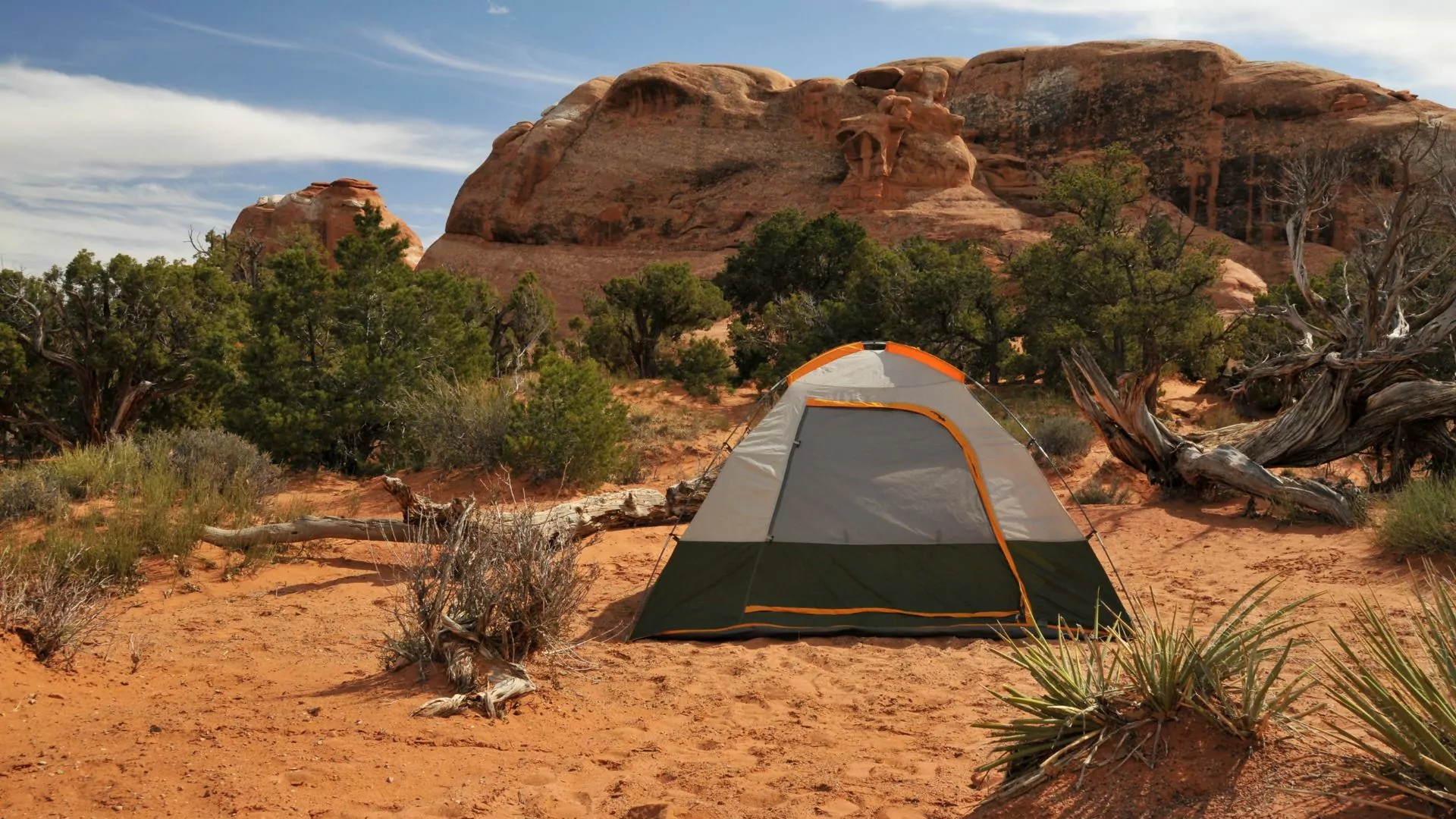Camping at Arches National Park near Moab Utah