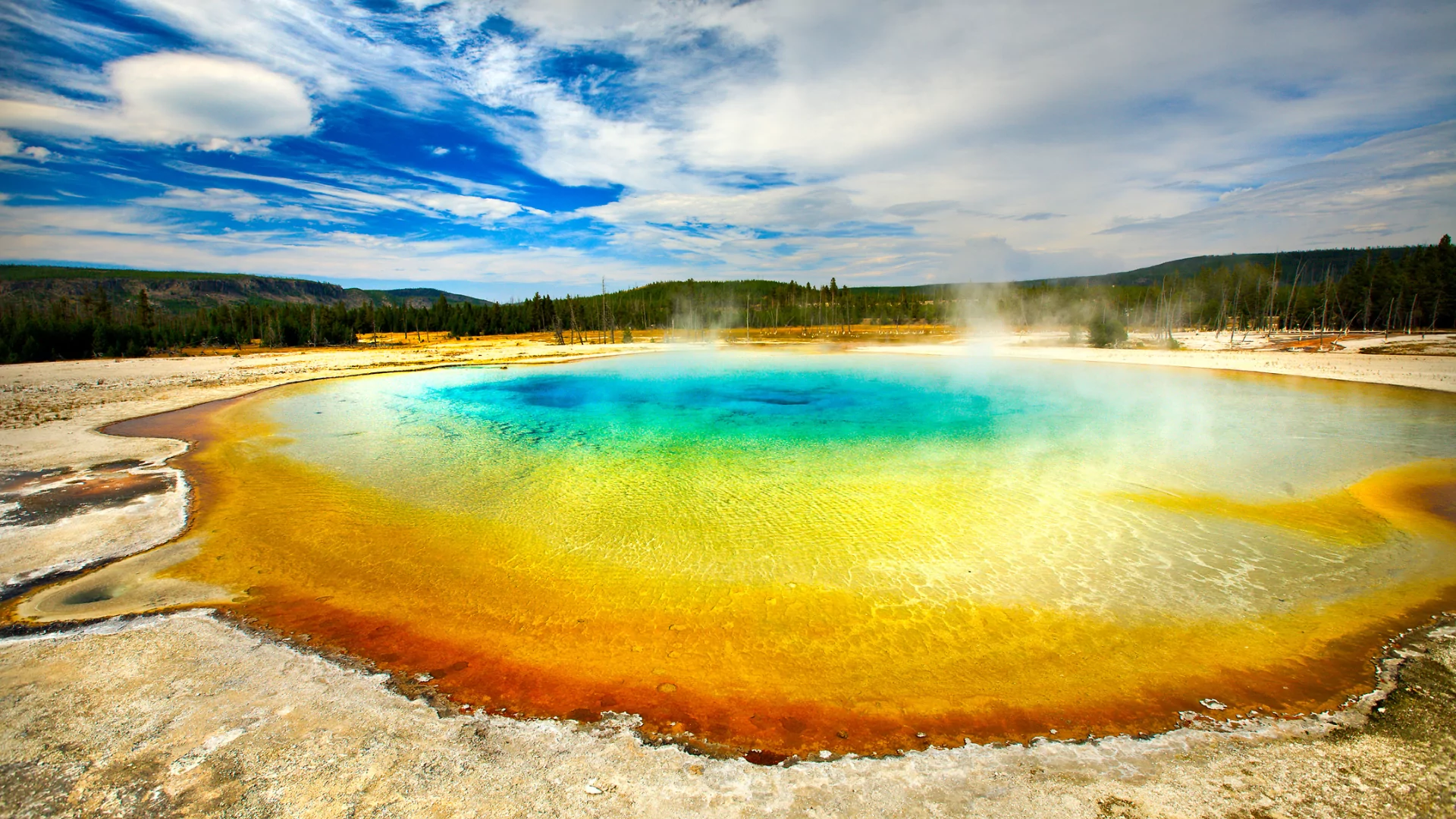 Colorful Yellowstone national park hot springs
