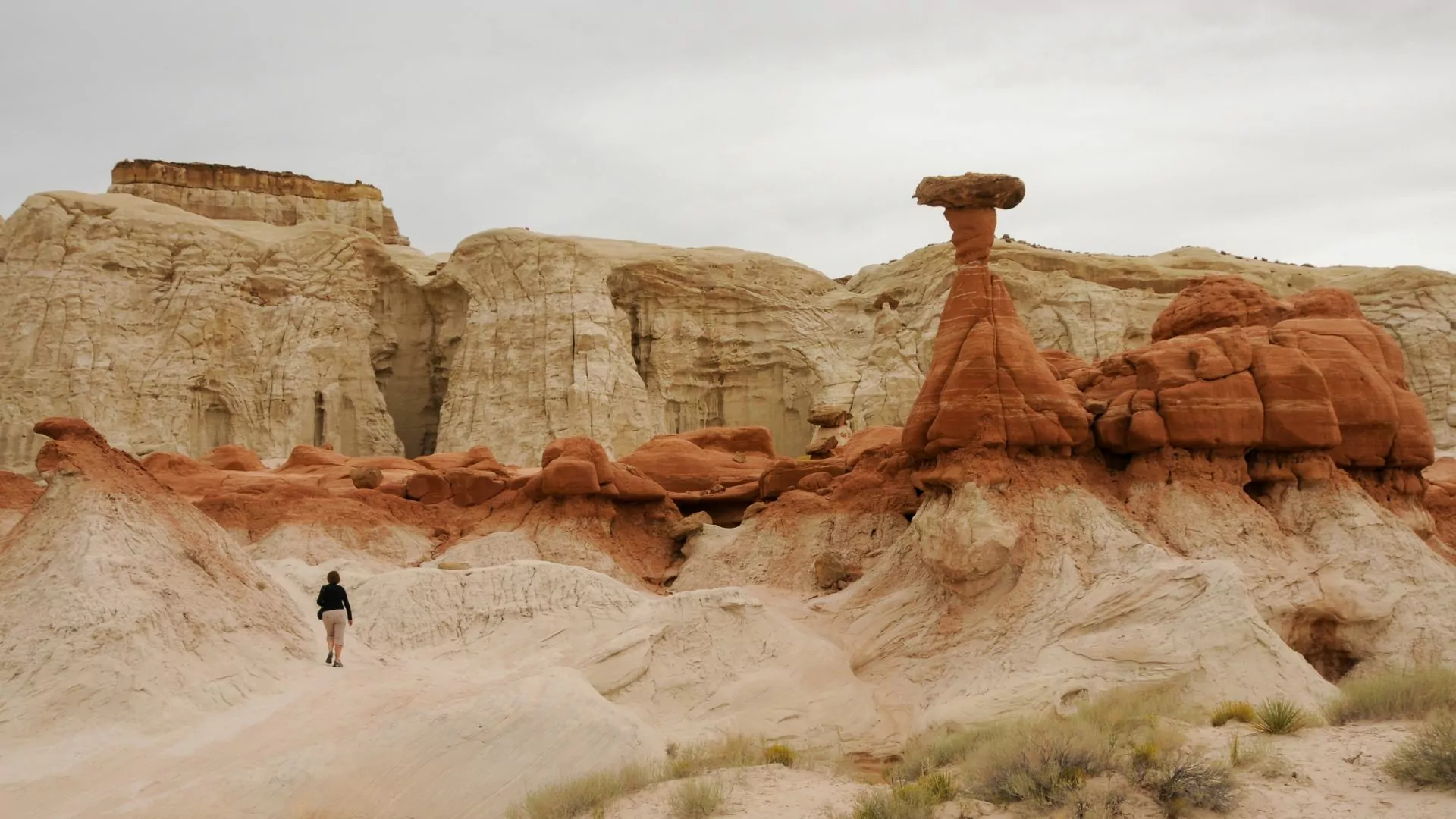 Toadstool rock formations jut against the sky in Grand Staircase Escalante National Monument
