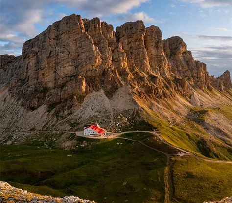 Rifugio Alpe di Tires in the Italian Dolomite Mountains
