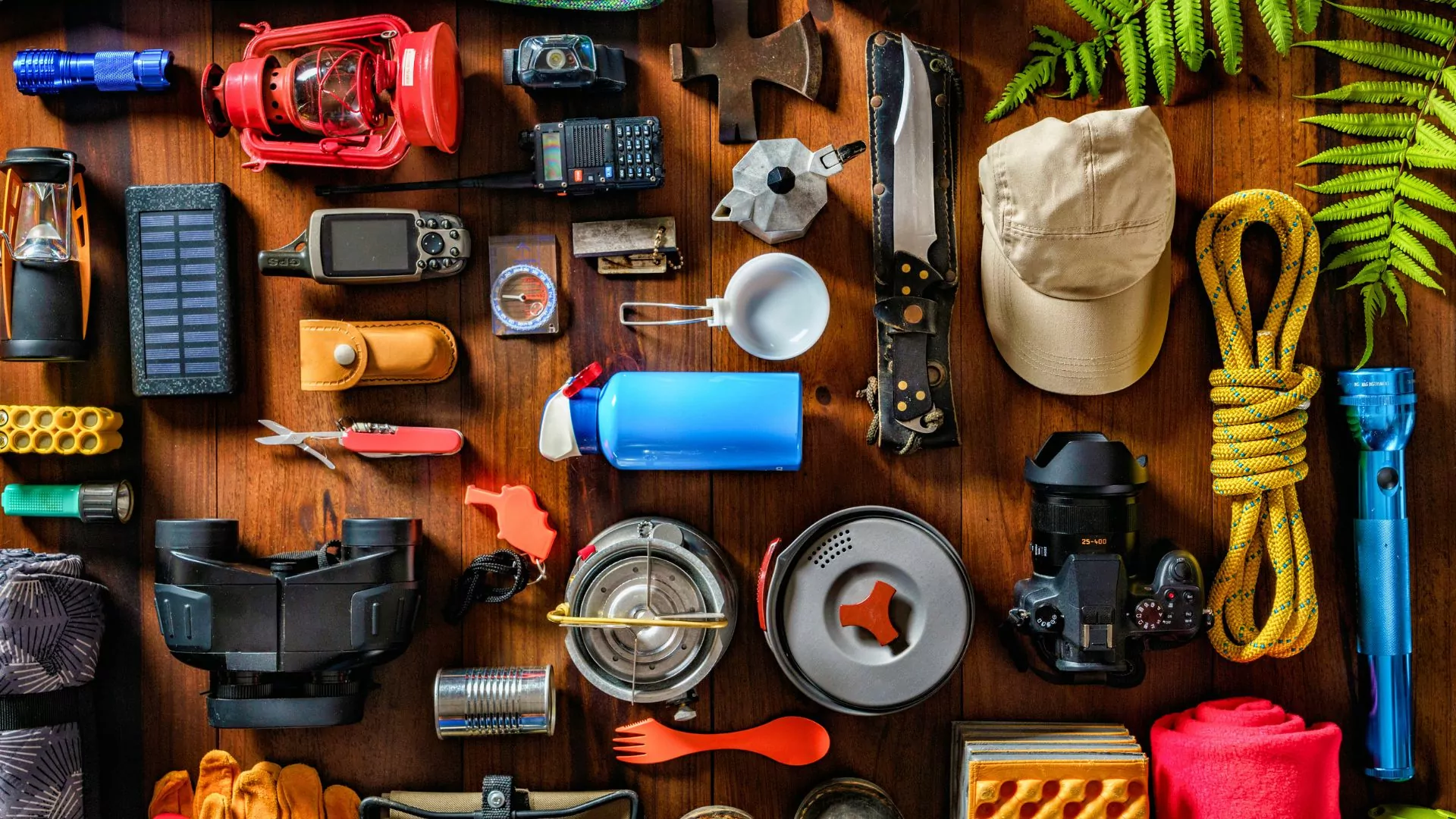 Backpacking gear lies arrayed on the floor