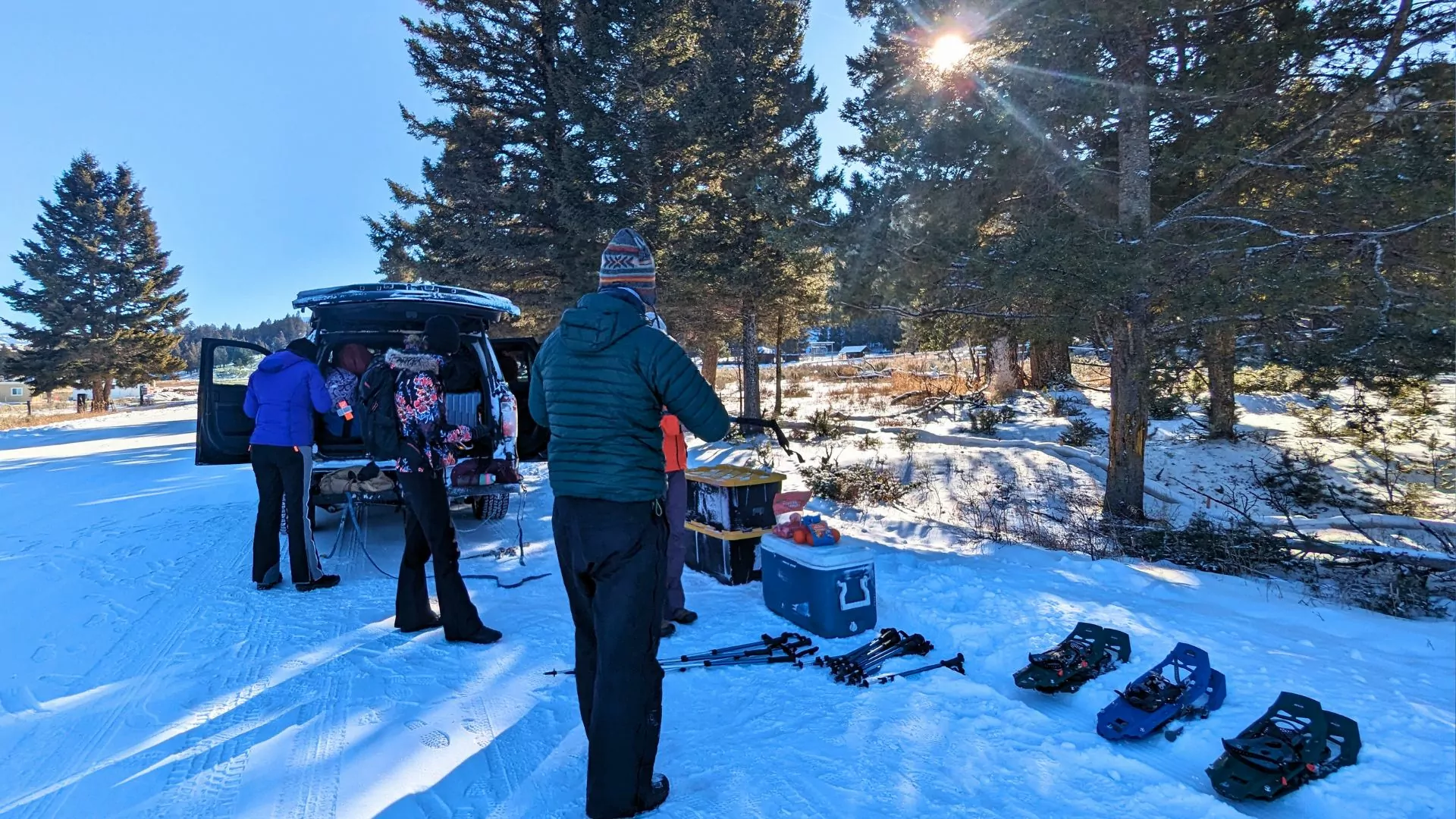Getting ready to snowshoe