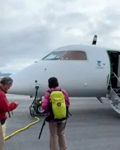 Passengers deplaning in islands of Norway