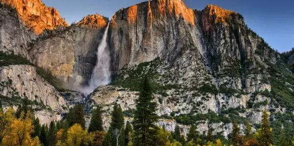 Yosemite National Park waterfall in autumn