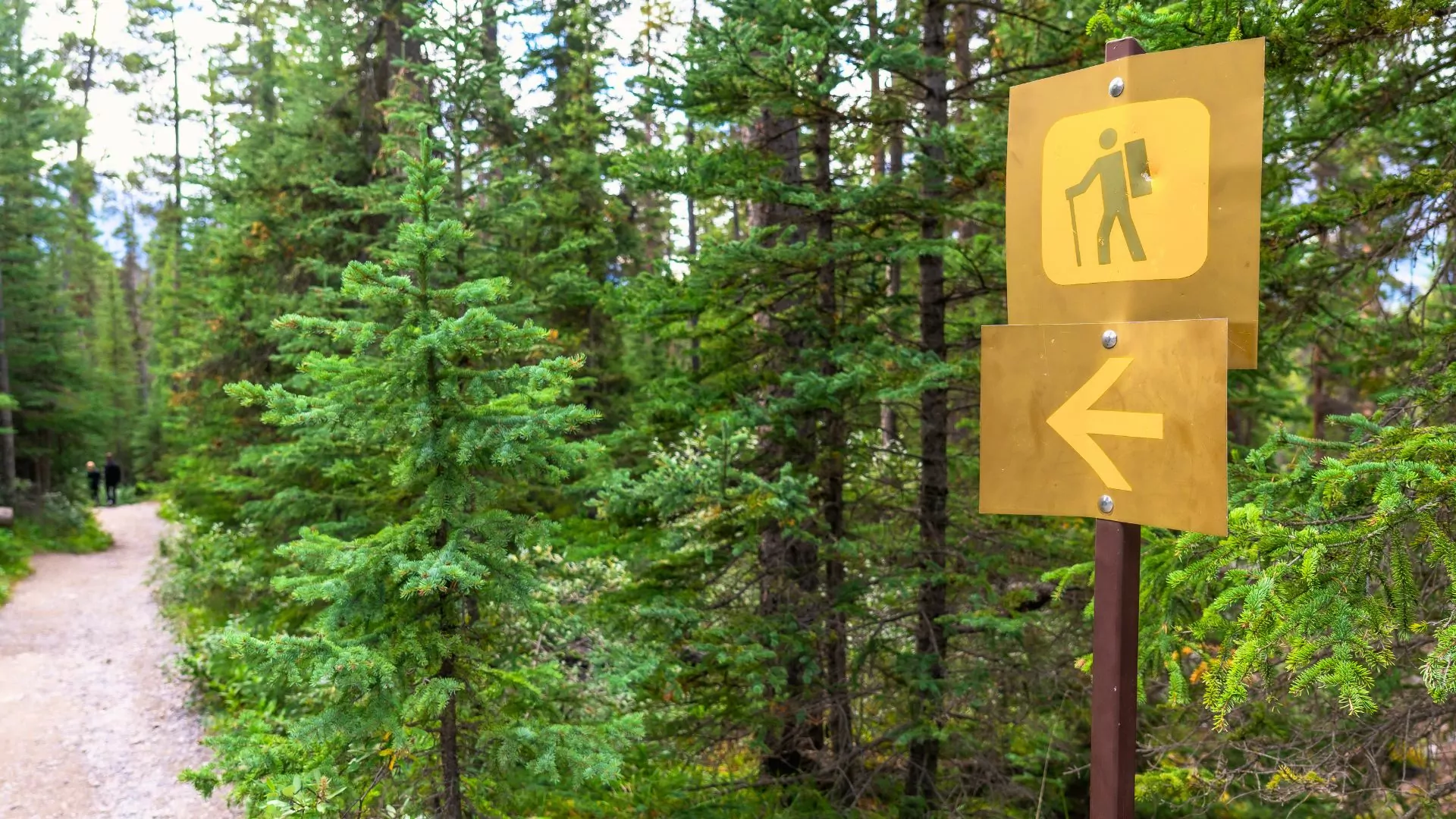 A trail sign in Banff National Park in Canada